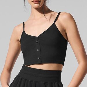 Alo Yoga Ribbed Delicate Lounge Tank in Black
